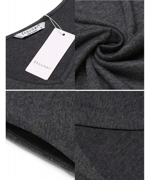 Nightgowns & Sleepshirts Women's Sleepwear Casual V Neck Nightshirts Short Sleeve Long Nightgown Pockets Loungewear - Dark Gr...