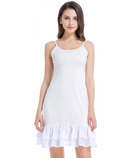 Slips Full Slip Dress Extender for Women Under Spaghetti Strap Lace Cami - Cream/White - CO18U827KQC