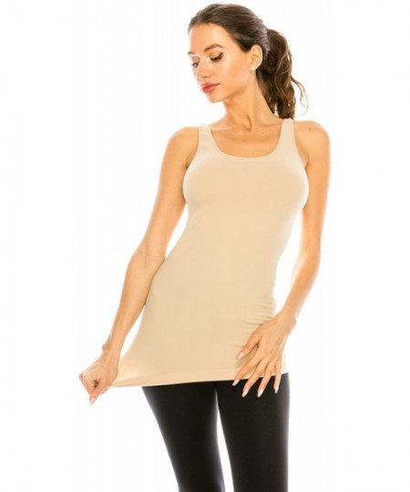 Camisoles & Tanks Seamless Tank Top Tanktop - Women Basic Plain Premium Classic Novelty Wide Strap Made in USA - CG18O3MMDZL