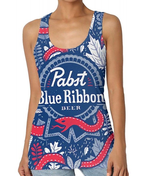 Camisoles & Tanks Pabst Blue Ribbon Summer Ladies 3D Printed Tank Vest Shirt - CD19D8Y5CUE