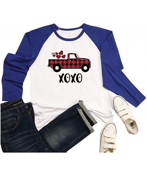 Baby Dolls & Chemises Letter Print Shirt for Women-Valentine's Day Plaid Long Sleeve Tops-Graphic Tees Casual Pullover for Wo...