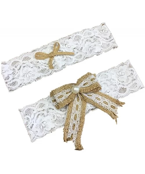 Garters & Garter Belts Rustic Garters for Bride- Country Burlap Flowers Lace Wedding Garter Chic Lovely Bridal Garters Set - ...