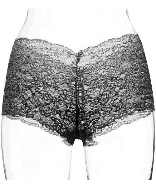 Camisoles & Tanks New Sexy Women Lace Lingerie Plus Size Underwear Open Crotch Bowknot Underwear - Black - CK18W7I4XZE
