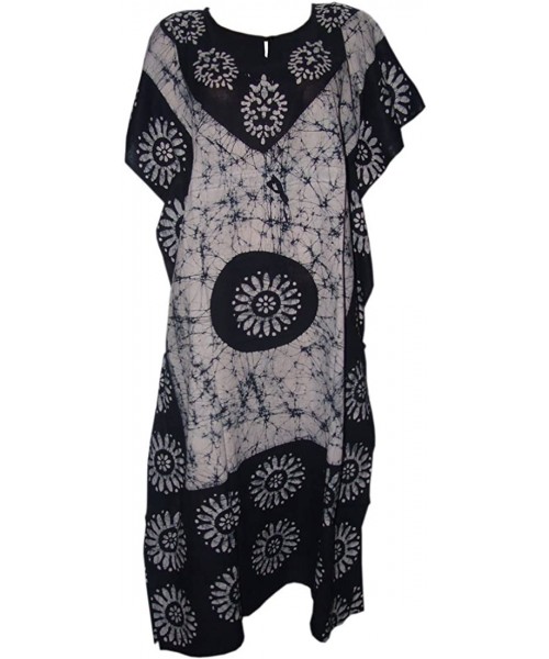 Nightgowns & Sleepshirts Womens Cotton Caftans Nighty White Black Batik Kaftan Maxi Dress - CI11WDVOFCF