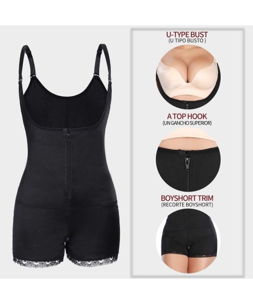 Shapewear Shapewear for Women Tummy Control Fajas Seamless Latex Bodysuit Open Bust Shapewear Body Briefer(Black/Beige) - Lat...
