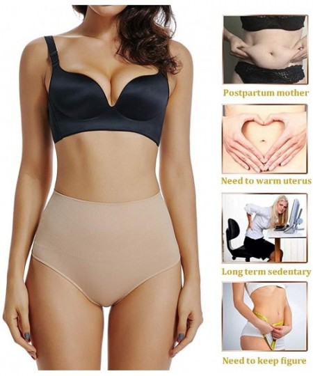 Shapewear High Waist Thong Shapewear for Women Tummy Control Thong Girdle Panty Body Shaper Thong Underwear - Beige-2 Pack - ...