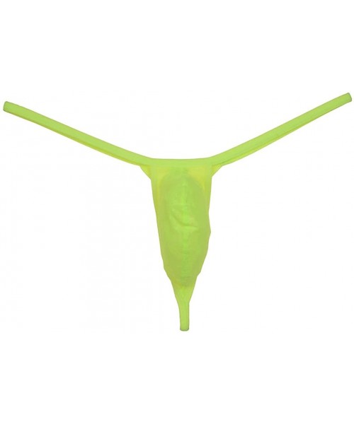 G-Strings & Thongs Men's Slim Pouch Thong T-Back Underwear Jacquard String Mini Coverage Tanga - Yellow - CC18GRHA2G4