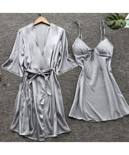 Nightgowns & Sleepshirts Sleepwear for Women Plus Size Sexy Silk Sling Nightgown Appeal Lingerie Pajamas Multicolor - Silver ...