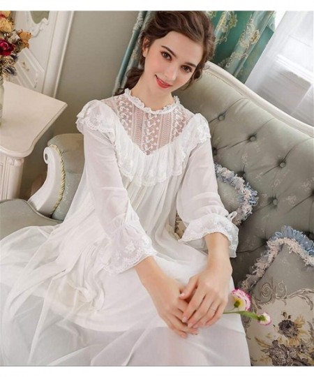 Nightgowns & Sleepshirts Women's Vintage Victorian Sleepwear Sleeveless/Short/Long Sleeve Sheer Nightgown Pajamas Nightwear L...