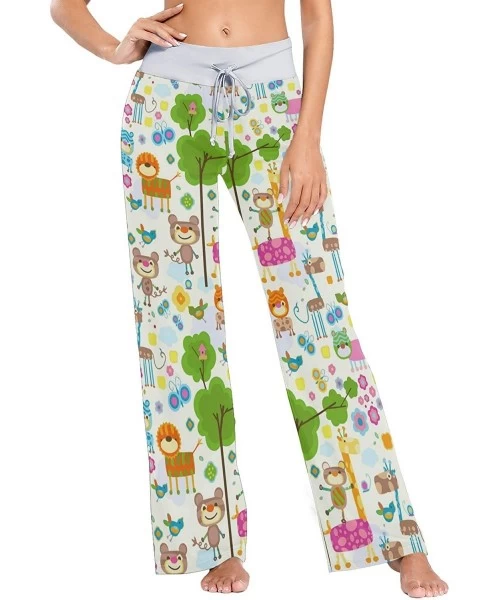 Bottoms Women's Pajama Pants-Happy Zoo Animals Drawstring Sleepwear Pants Lounge Yoga Pants Wide Leg Pants for All Seasons - ...