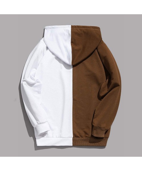 Thermal Underwear Men's Patchwork Hoodie Casual Hooded Sweatshirt Slim Fit Stripe Pullover Outwear - B-yellow - CH1932N3H65