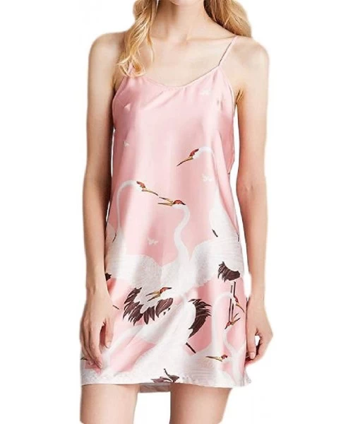 Nightgowns & Sleepshirts Womens Homewear Dress Sleep Spaghetti Strap Satin Lounge Pajama Floral Printed Sexy Thin Slim Nightg...