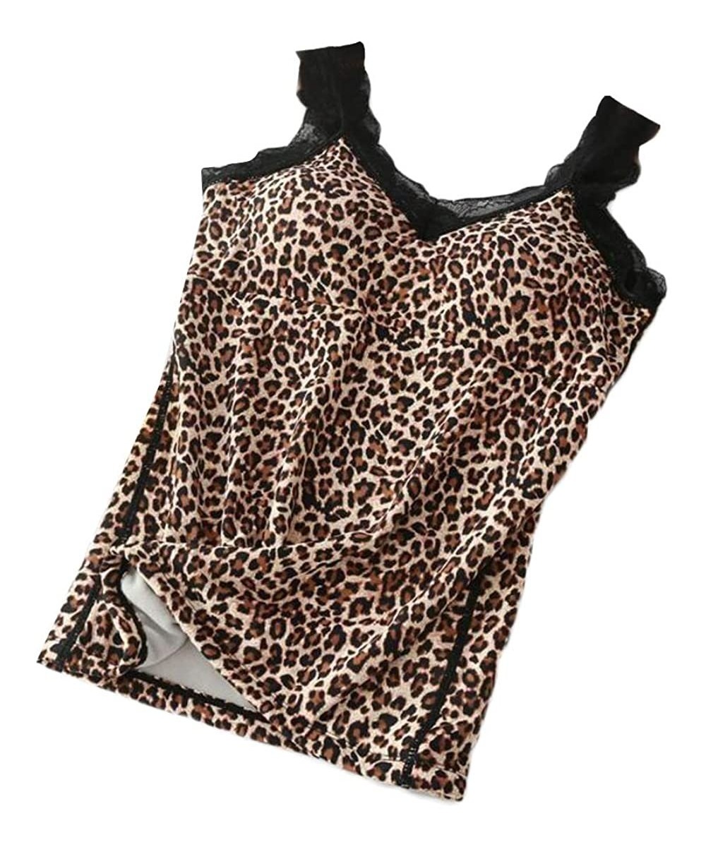 Thermal Underwear Womens Vest Warm Fleece Print Winter Sleeveless Tank Tops - 2 - CQ192O9LUA9