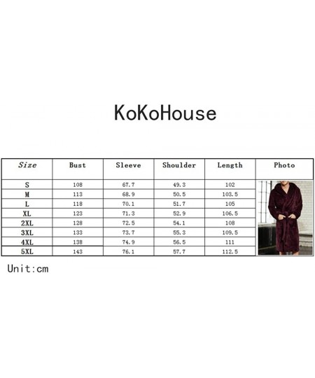 Robes Plus Size Mens Winter Fleece Bathrobes with Hood & Pockets Soft Warm Full Length Spa Robes House Gowns - Burgundy - CQ1...