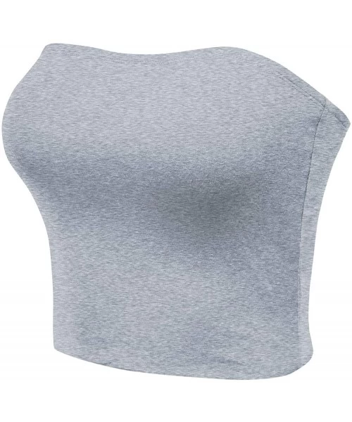 Camisoles & Tanks Women's Strapless Bandeau Double Layered Basic Casual Tube Top - H Grey - CP19DSZ73ET