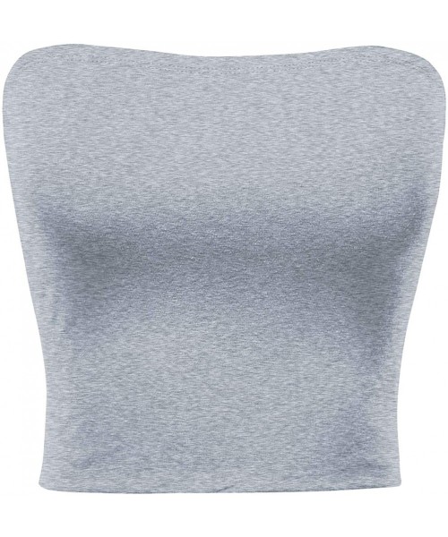 Camisoles & Tanks Women's Strapless Bandeau Double Layered Basic Casual Tube Top - H Grey - CP19DSZ73ET