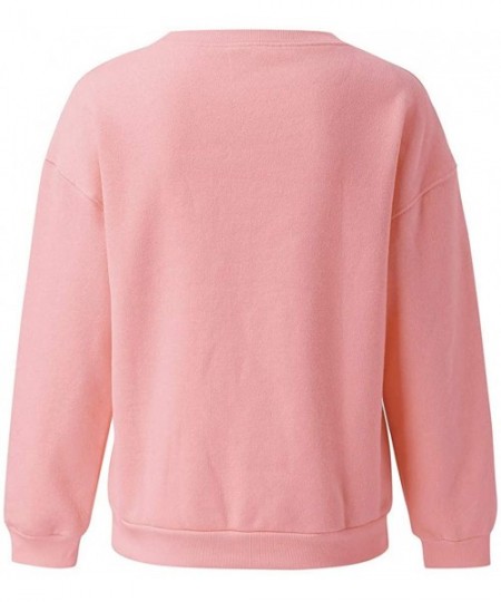 Tops Women's Autumn Fashion Sweatshirts Bee Kind Letter Print Casual Loose Blouses - Pink - CT18WZT5D5I