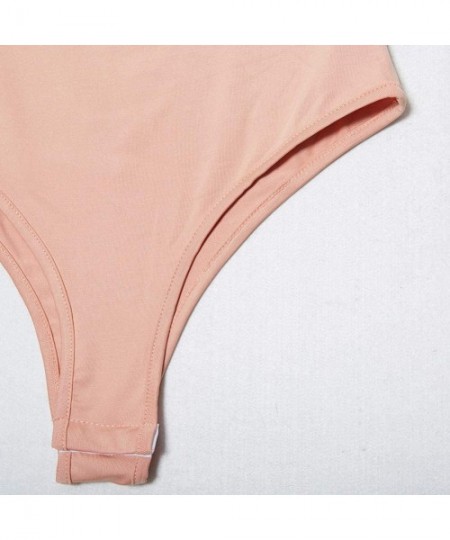 Shapewear Women's Sexy Sleeveless Square Neck Tank Top Metal Button Bodysuit - Pink - C218SH0TLCI