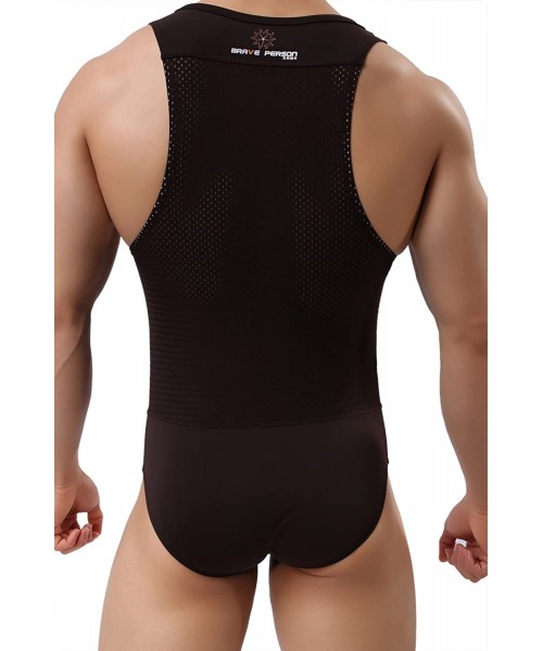 Shapewear Men's Figure-Shape Bodysuits Elastic Workout Clothes Swimwear- Fitness- Cycling 2241 - Coffee - CR18XOYCC5T