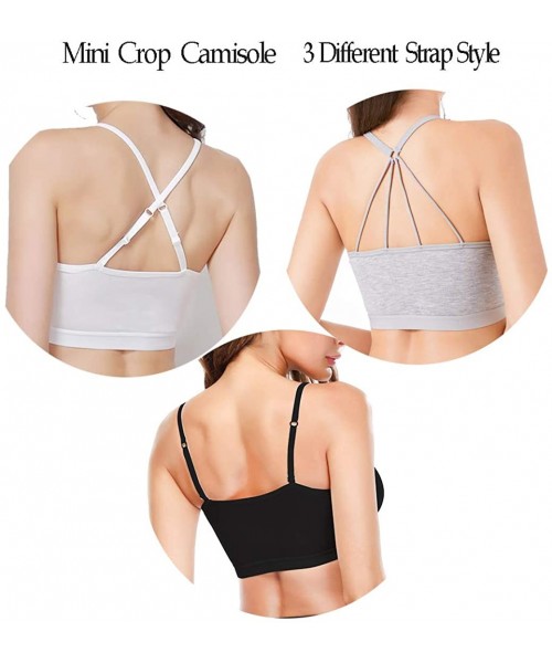 Camisoles & Tanks Mini Camisole with Built-in Bra Adjustable Spaghetti Strap- Padded Short Cami Bra for Yoga- Comfortable Tan...