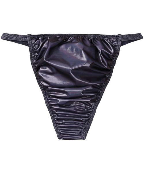 Bikinis Sexy Men's Spandex Rubber Bikini Briefs Thong Low Rise Swimwear - Navy Blue - CY1803TWSWQ