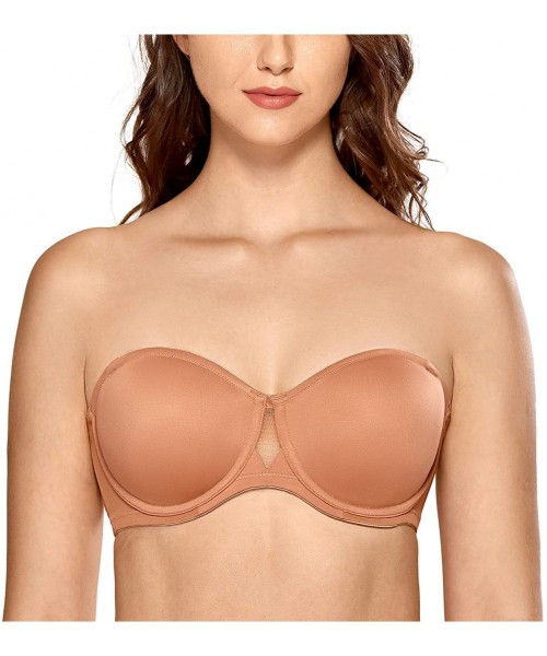 Bras Women's Strapless Bra Plus Size Seamless Underwire Convertible Unlined Bralette - Sun Kissed - C2192SSO7NY