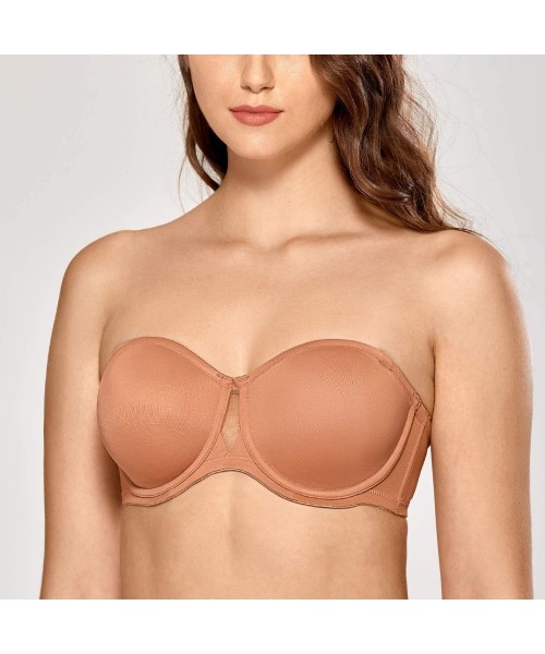 Bras Women's Strapless Bra Plus Size Seamless Underwire Convertible Unlined Bralette - Sun Kissed - C2192SSO7NY