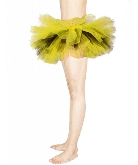Slips Women's Mini Puffy Bubble 6-Layered Ballet Run Halloween Tutu Costume - Black&yellow - CP18UYZMQKN