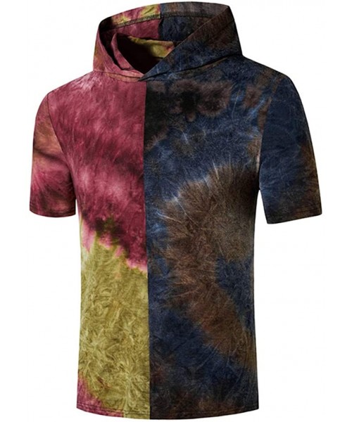 Thermal Underwear Mens Tie Dye Hoodie- Fashion Contrast Color T-Shirt Summer Short Sleeve Tees Running Outdoor Athletic Light...