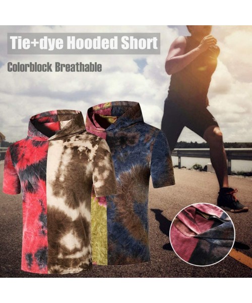 Thermal Underwear Mens Tie Dye Hoodie- Fashion Contrast Color T-Shirt Summer Short Sleeve Tees Running Outdoor Athletic Light...