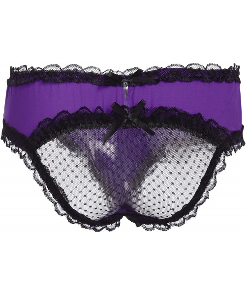 Panties Women Lace Underwear Bow-Tie Panties Lingerie Knickers Briefs Hipster - Purple - C1184DAH00Q