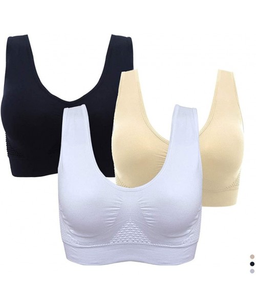 Slips Air Permeable Cooling Summer Sport Yoga Wireless Bra - White - C318UD934C5
