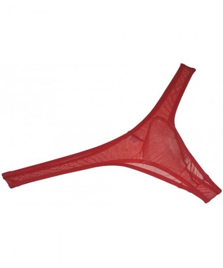 G-Strings & Thongs Men's Bulge Pouch Thong Underwear Sheer Mesh T-Back Tempting G-String - Red - CD196SNSSE3