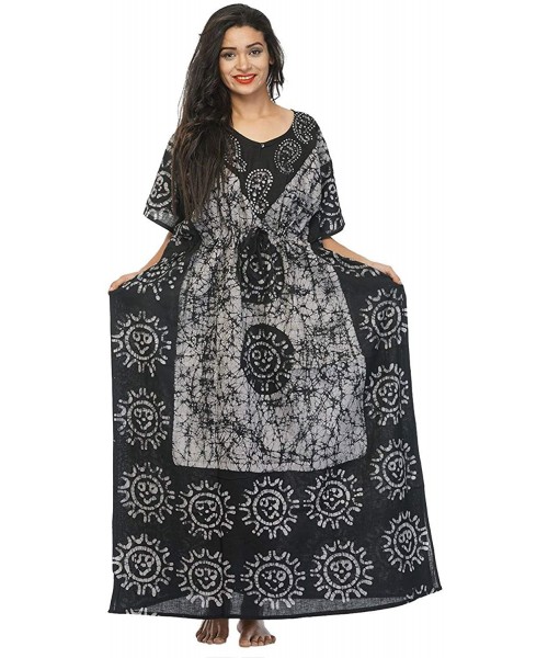 Nightgowns & Sleepshirts Batik Floral Boho Long Caftan/Kaftan Women Casual Maxi Plus Size Long Dress Gown - Obbk-13 - CW18M5N...