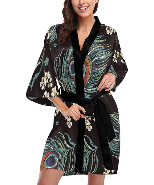 Robes Custom Pineapple Chevron Stripes Women Kimono Robes Beach Cover Up for Parties Wedding (XS-2XL) - Multi 2 - C4190ZG45RG
