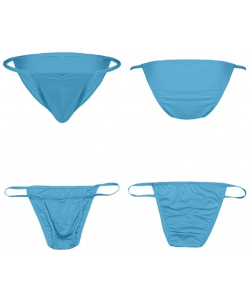 G-Strings & Thongs Men's Comfortable G-String Thongs Sexy Low Rise Bulge Thong Briefs Underwear Bikini - Blue - CB194IHNQX8