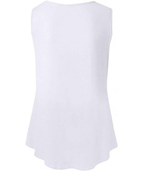 Tops Women Summer Round Neck Sleeveless Blouse Casual Tunic Tops Shirt - White - CF18TRD5WQG