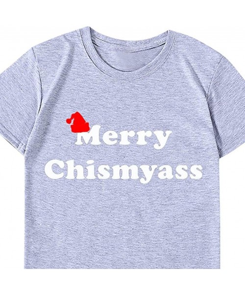 Sleep Sets Mens Christmas Funny Letter Print Short Sleeve Graphic Tops Casual Tee Shirts - Dark Gray - C8192N4LYUT