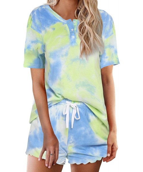 Sets Tie Dye Pajamas Set Womens Loungewear Sleepwear 2 Piece PJ Sets - Short Sleeve 4 - CC19CDSN4R8