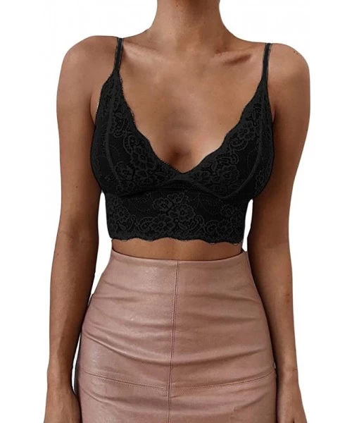 Bras Women Plus Size Vest Crop Bra Lingerie Sexy Lingerie Temptation Underwear - A Black - CQ18RM6C8XZ