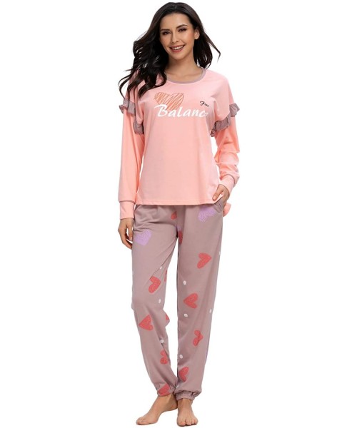 Sets Women's Pajama Sets Long Sleeve Sleepwear Pjs Sets 2-Piece Jogger Nightwear Lounge Wear for Ladies - Pinkheart - CY1952K...