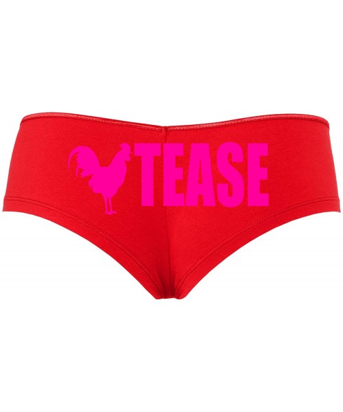 Panties Cock Rooster Tease Hotwife Slut Red Sexy Boyshort Underwear - Hot Pink - CY18SW28UKW