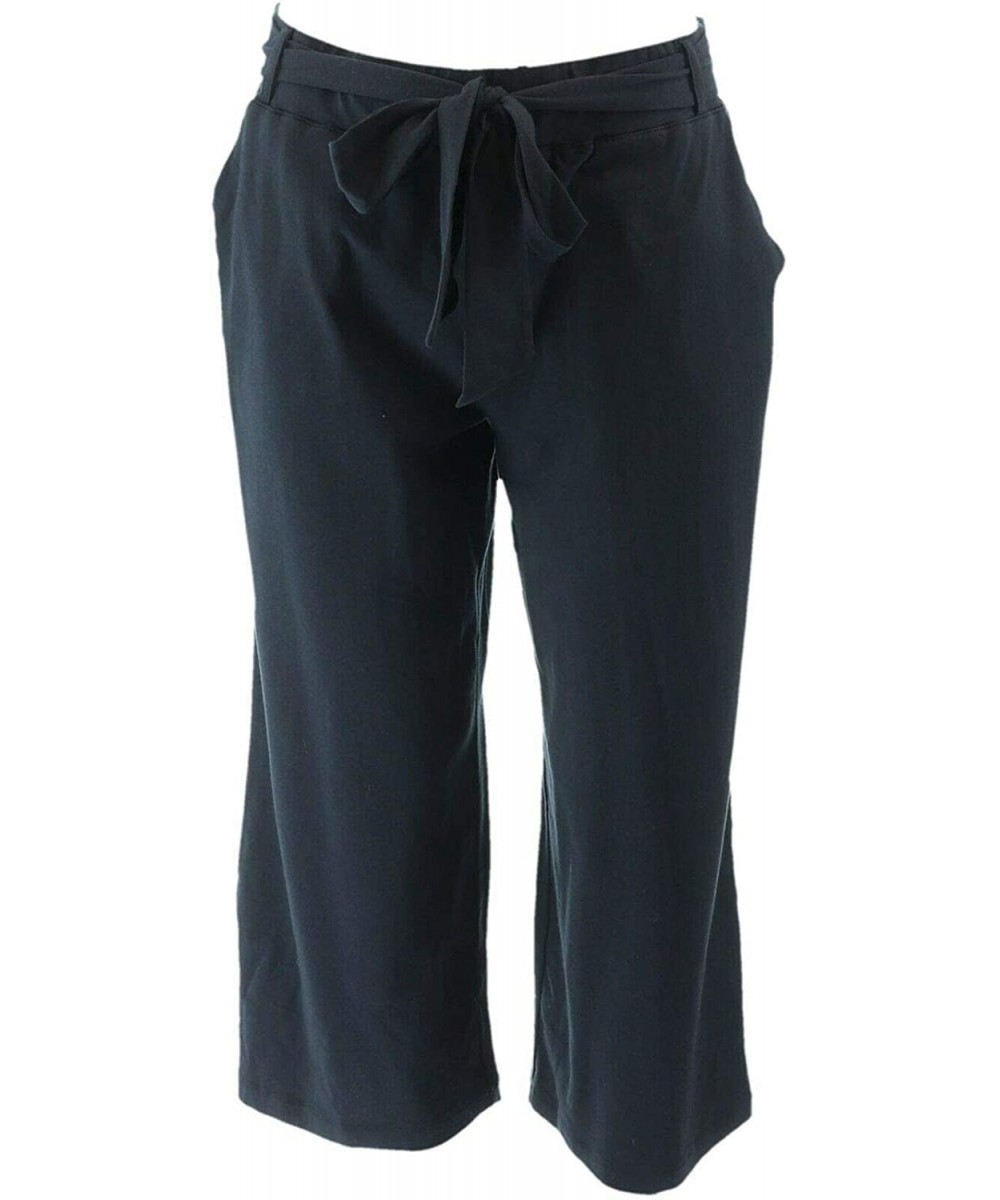 Bottoms Loungewear Cozy Knit Wide Leg Cropped Pants A302402 - Black - CN18UECZ4GH