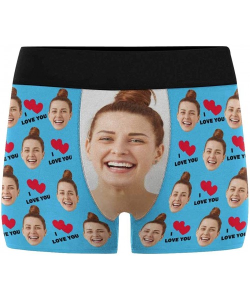 Boxers Custom Face Boxers I Love You White Hearts Girlfriend Face Watermelon Red Personalized Face Briefs Underwear for Men -...