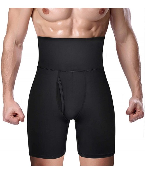 Shapewear Men Slimming Shapewear Tummy Control Shorts High Waist Compression Underwear Abdomen Boxer Brief - Black - CO18N9HOYOQ