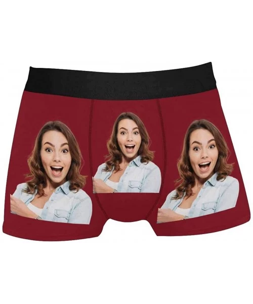 Boxers Custom Funny Face Boxers Briefs for Men Boyfriend- Customized Underwear with Picture Grigfriend Wife Photo All Gray St...