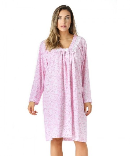 Nightgowns & Sleepshirts Nightgown Women Sleepwear Womans Pajamas - Pink Tulip - CT17YUG6I3Q