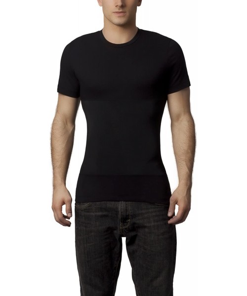 Undershirts Fusion Torso Enhancing Shaping Crew Neck T-Shirt Undershirt MK1008 - Black - CQ116A7GJU3