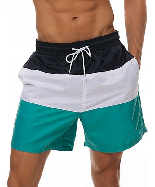 Briefs Mens Beachshort-Fast-Drying Beach Swim Trunks Striped Stretch Surfboard Swimming Suits with Side Pockets Surf Suit - B...