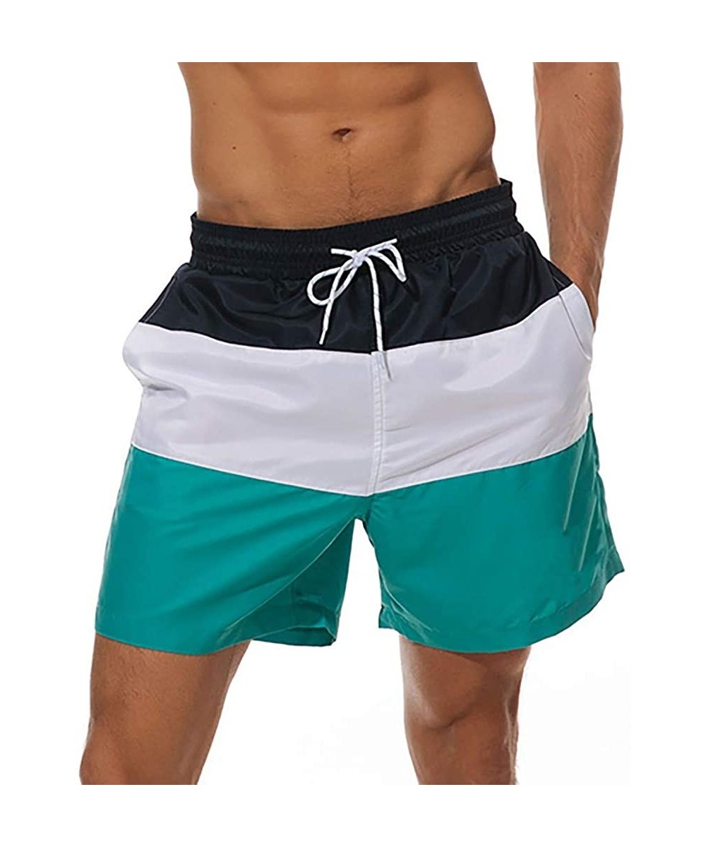 Briefs Mens Beachshort-Fast-Drying Beach Swim Trunks Striped Stretch Surfboard Swimming Suits with Side Pockets Surf Suit - B...